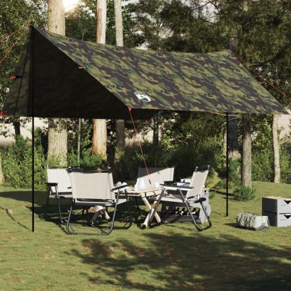 Prelată de camping, camuflaj, 462x306x211 cm, impermeabilă GartenMobel Dekor