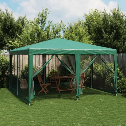 Cort de petrecere cu 8 pereți din plasă, verde, 4x4 m, HDPE GartenMobel Dekor
