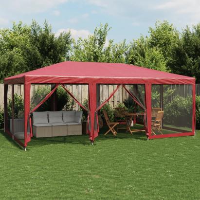 Cort de petrecere cu 10 pereți din plasă, roșu, 6x4 m, HDPE GartenMobel Dekor