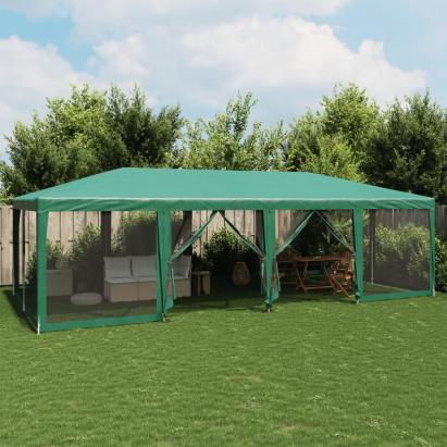 Cort de petrecere cu 12 pereți din plasă, verde, 8x4 m, HDPE GartenMobel Dekor