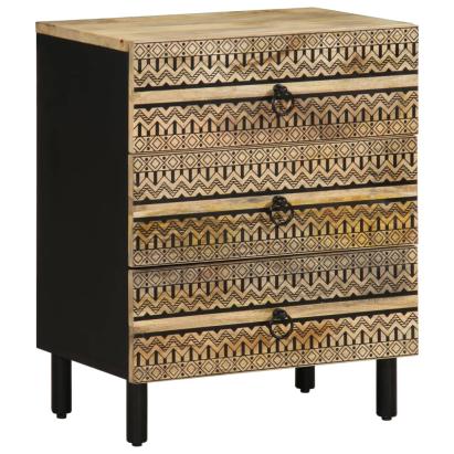 Dulap de pat, negru, 50x33x62 cm, lemn masiv de mango brut GartenMobel Dekor