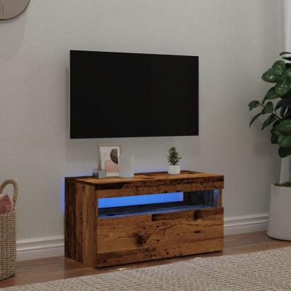 Dulap TV cu lumini LED lemn vechi 75x35x40 cm lemn prelucrat GartenMobel Dekor