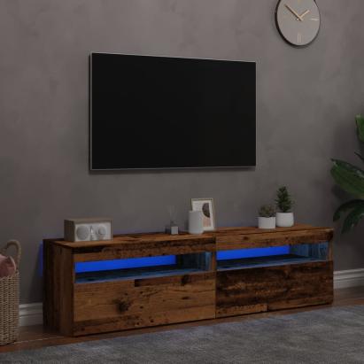 Dulapuri TV cu lumini LED, 2 buc., lemn vechi, lemn prelucrat GartenMobel Dekor
