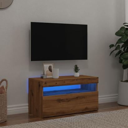 Dulap TV cu LED stejar artizanal 75x35x40 cm lemn prelucrat GartenMobel Dekor