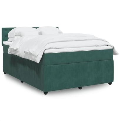 Pat box spring cu saltea, verde închis, 140x190 cm, catifea GartenMobel Dekor