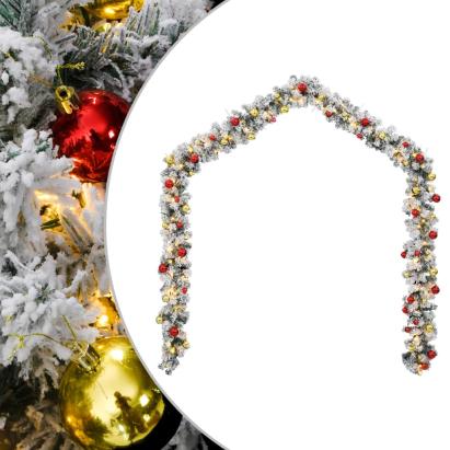 Ghirlandă de Crăciun cu globuri și lumini LED, verde, 10 m, PVC GartenMobel Dekor