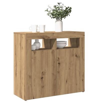 Dulap cu lumini LED stejar artizanal 80x35x75 cm lemn prelucrat GartenMobel Dekor