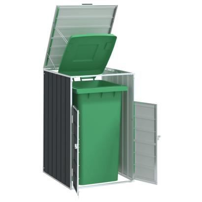 Depozitare coș gunoi cu roți 1 coș antracit 72x81x115 cm oțel GartenMobel Dekor