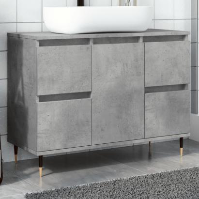 Dulap pentru baie, gri beton, 80x33x60 cm, lemn compozit GartenMobel Dekor