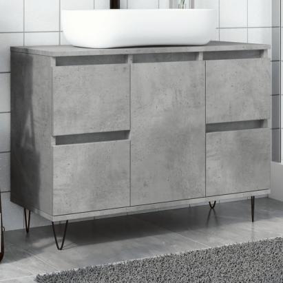 Dulap pentru baie, gri beton, 80x33x60 cm, lemn compozit GartenMobel Dekor