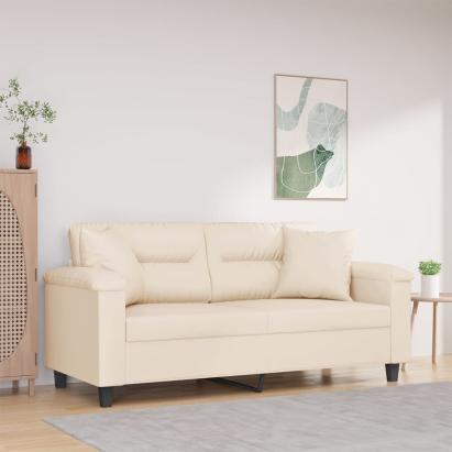 Canapea cu 2 locuri, cu perne, bej, 140 cm, microfibră GartenMobel Dekor