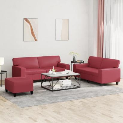 Set de canapele, 2 piese, roșu vin, piele ecologică GartenMobel Dekor