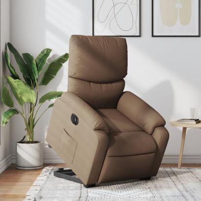 Fotoliu electric rabatabil cu ridicare, maro, textil GartenMobel Dekor