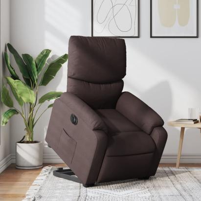 Fotoliu electric rabatabil cu ridicare, maro închis, textil GartenMobel Dekor