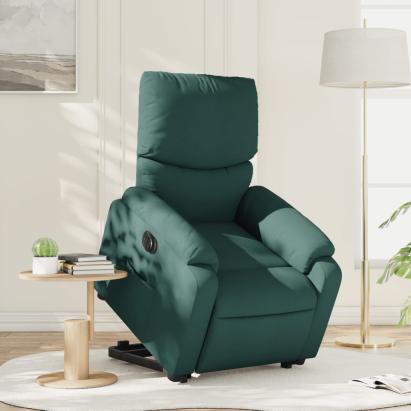 Fotoliu electric rabatabil cu ridicare, verde închis, textil GartenMobel Dekor