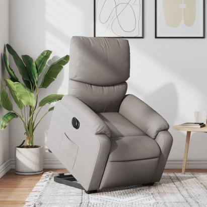 Fotoliu electric rabatabil cu ridicare, gri taupe, textil GartenMobel Dekor