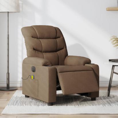 Fotoliu electric de masaj rabatabil, maro, textil GartenMobel Dekor