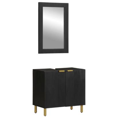Set mobilier de baie, 2 piese, negru, lemn compozit GartenMobel Dekor