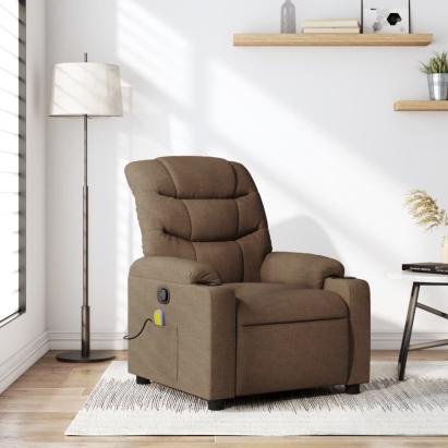 Fotoliu de masaj rabatabil, maro, material textil GartenMobel Dekor