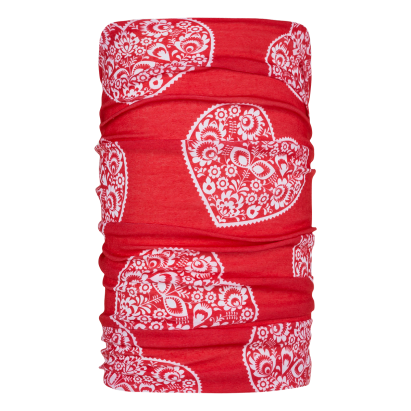 Bandana Zajo Unitube red hearts, unisex, cu tratament antibacterian OutsideGear Venture