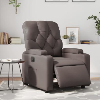 Fotoliu rabatabil electric, maro, piele ecologică GartenMobel Dekor
