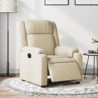 Fotoliu rabatabil electric, crem, material textil GartenMobel Dekor