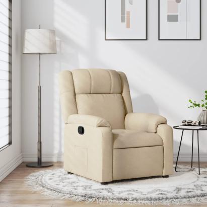 Fotoliu rabatabil, crem, material textil GartenMobel Dekor