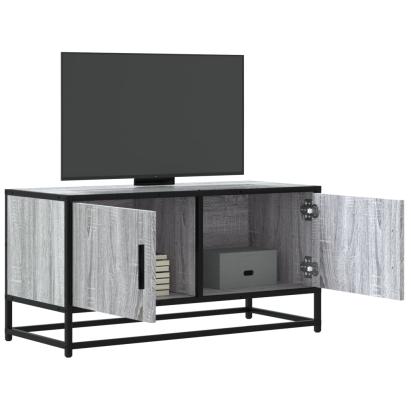 Dulap TV, gri sonoma, 80x34,5x40 cm, lemn prelucrat și metal GartenMobel Dekor