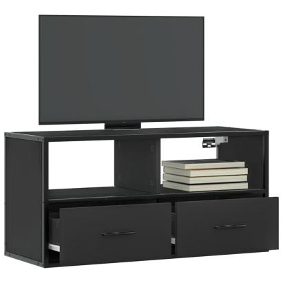 Dulap TV, negru, 80x31x39,5 cm, lemn prelucrat și metal GartenMobel Dekor