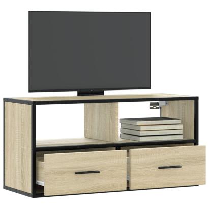 Dulap TV, stejar sonoma, 80x31x39,5 cm, lemn prelucrat și metal GartenMobel Dekor
