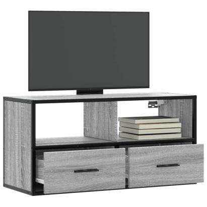 Dulap TV, gri sonoma, 80x31x39,5 cm, lemn prelucrat și metal GartenMobel Dekor