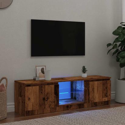 Dulap TV cu lumini LED lemn vechi 140x40x35,5 cm lemn prelucrat GartenMobel Dekor