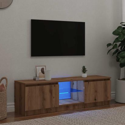 Dulap TV cu LED stejar artizanal 140x40x35,5 cm lemn prelucrat GartenMobel Dekor