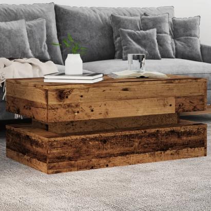 Măsuță de cafea cu lumini LED, lemn vechi, 90x50x40 cm GartenMobel Dekor