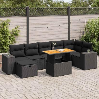 Set mobilier de grădină cu perne, 5 piese,poliratan/lemn acacia GartenMobel Dekor