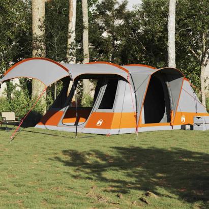 Cort de camping tunel 5 persoane, gri/portocaliu, impermeabil GartenMobel Dekor
