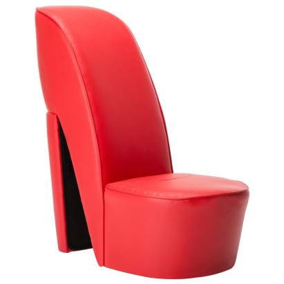 Scaun, design toc înalt, roșu, piele ecologică GartenMobel Dekor