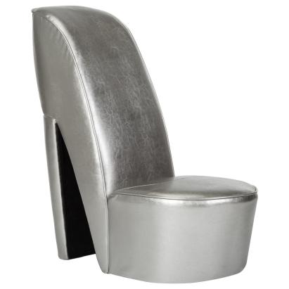 Scaun, design toc înalt, argintiu, piele ecologică GartenMobel Dekor