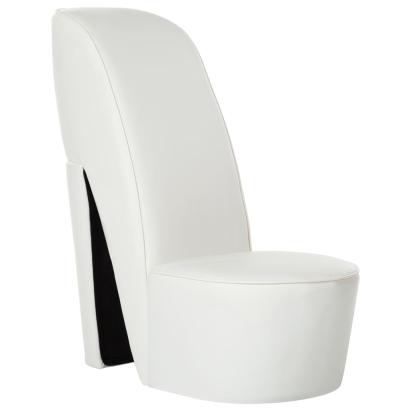 Scaun, design toc înalt, alb, piele ecologică GartenMobel Dekor
