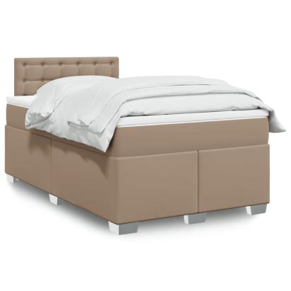 Pat box spring cu saltea, cappuccino, 120x190cm piele ecologică GartenMobel Dekor