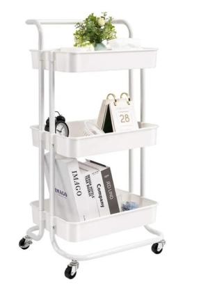 Raft universal de depozitare, 3 cosuri perforate, roti transport, abs si metal, 45x35x84 cm, alb MultiMark GlobalProd