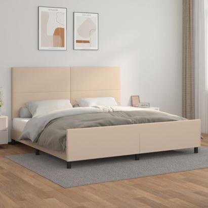 Cadru de pat cu tăblie, cappuccino, 200x200 cm, piele ecologică GartenMobel Dekor