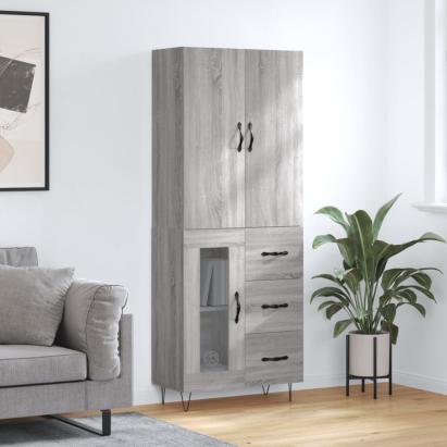 Dulap înalt, gri sonoma, 69,5x34x180 cm, lemn compozit GartenMobel Dekor