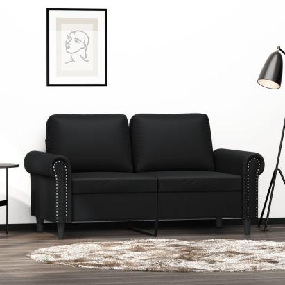 Canapea cu 2 locuri, negru, 120 cm, piele ecologică GartenMobel Dekor