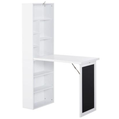 Birou cu biblioteca, pliabil, placa laminata, 6 rafturi, alb si negru, 51x98x153 cm GartenVIP DiyLine