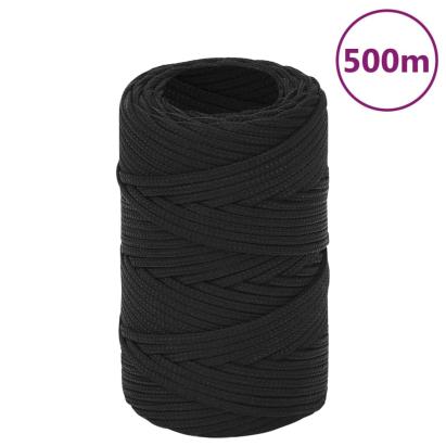 Frânghie de barcă, negru complet, 2 mm, 500 m, polipropilenă GartenMobel Dekor