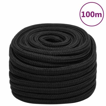 Frânghie de barcă, negru complet, 20 mm, 100 m, polipropilenă GartenMobel Dekor