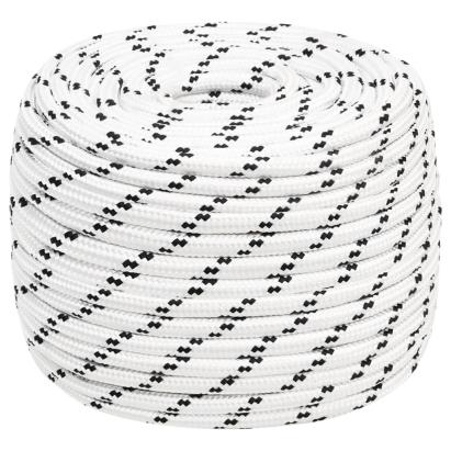 Frânghie împletită pentru barcă, alb, 14 mm x 25 m, poliester GartenMobel Dekor