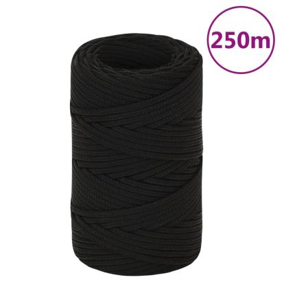 Frânghie de lucru, negru, 2 mm, 250 m, poliester GartenMobel Dekor