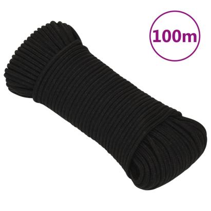 Frânghie de lucru, negru, 3 mm, 100 m, poliester GartenMobel Dekor